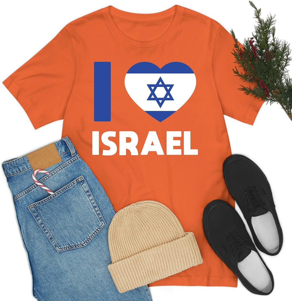 'I Love Israel' flagga hjärta judar judisk t-shirt för män kvinnor