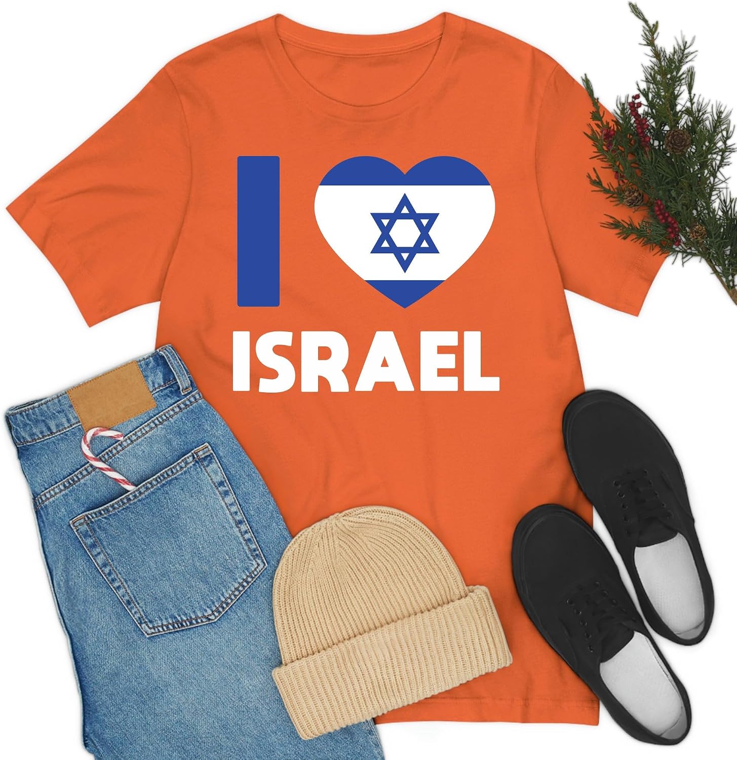 'I Love Israel' flagga hjärta judar judisk t-shirt för män kvinnor