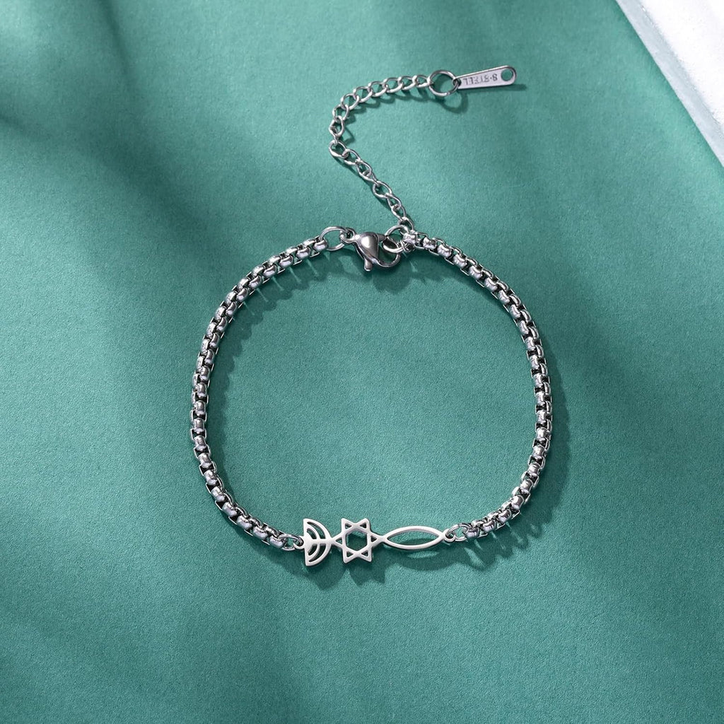 UNIFT Judisk Davidsstjärna ljusstake armband för kvinnor rostfritt stål retro israel ljusstake davidsstjärna armband Hanukkah smycken