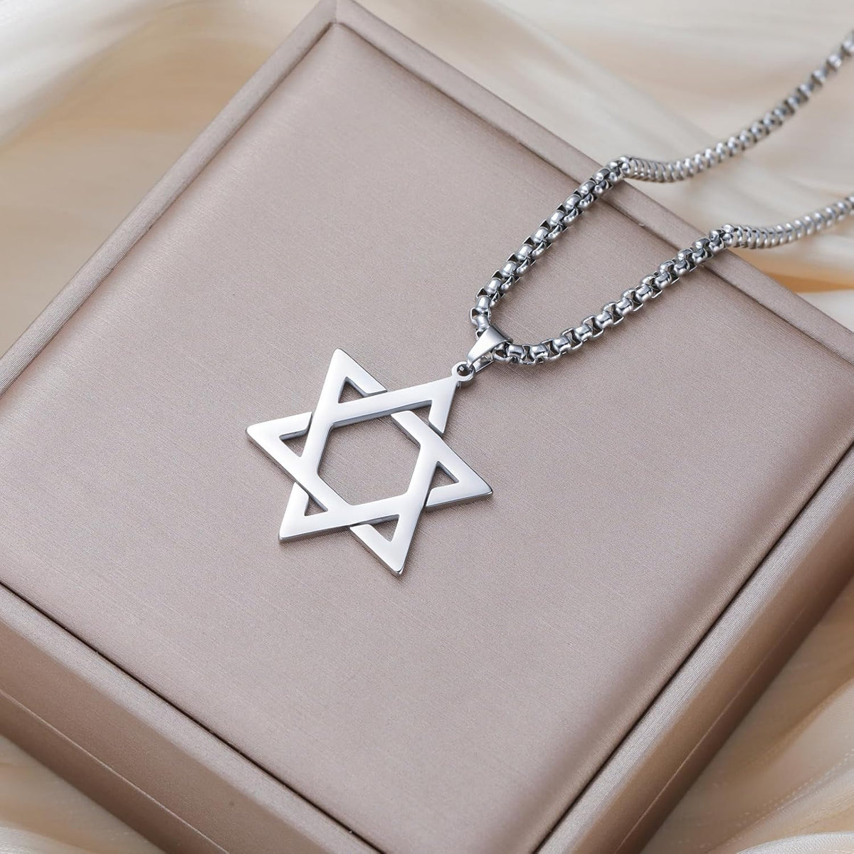 VASSAGO Halsband med davidsstjärnan, talisman, rostfritt stål, hänge, judisk sexkant, israelitiskt smycke för män