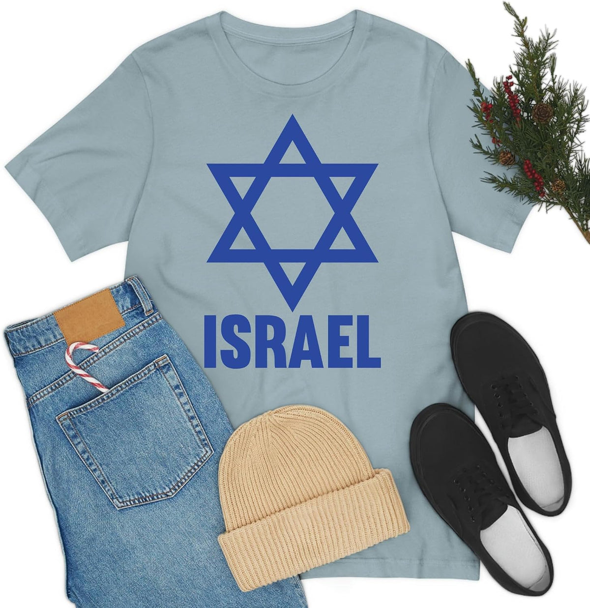 Israels flagga Davidsstjärna israelisk judisk t-shirt för män kvinnor