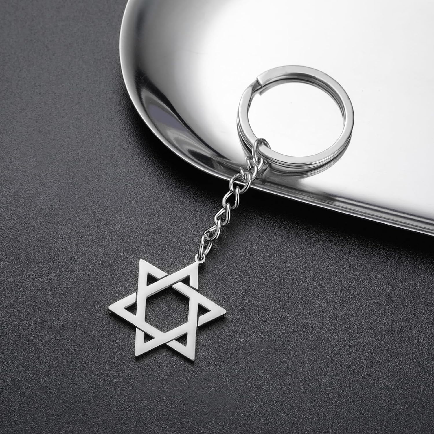 VASSAGO Davidsstjärna nyckelring för kvinnor män judisk stjärna Menorah nyckelring rostfritt stål Hanukkah nyckelring Israel religiösa smycken