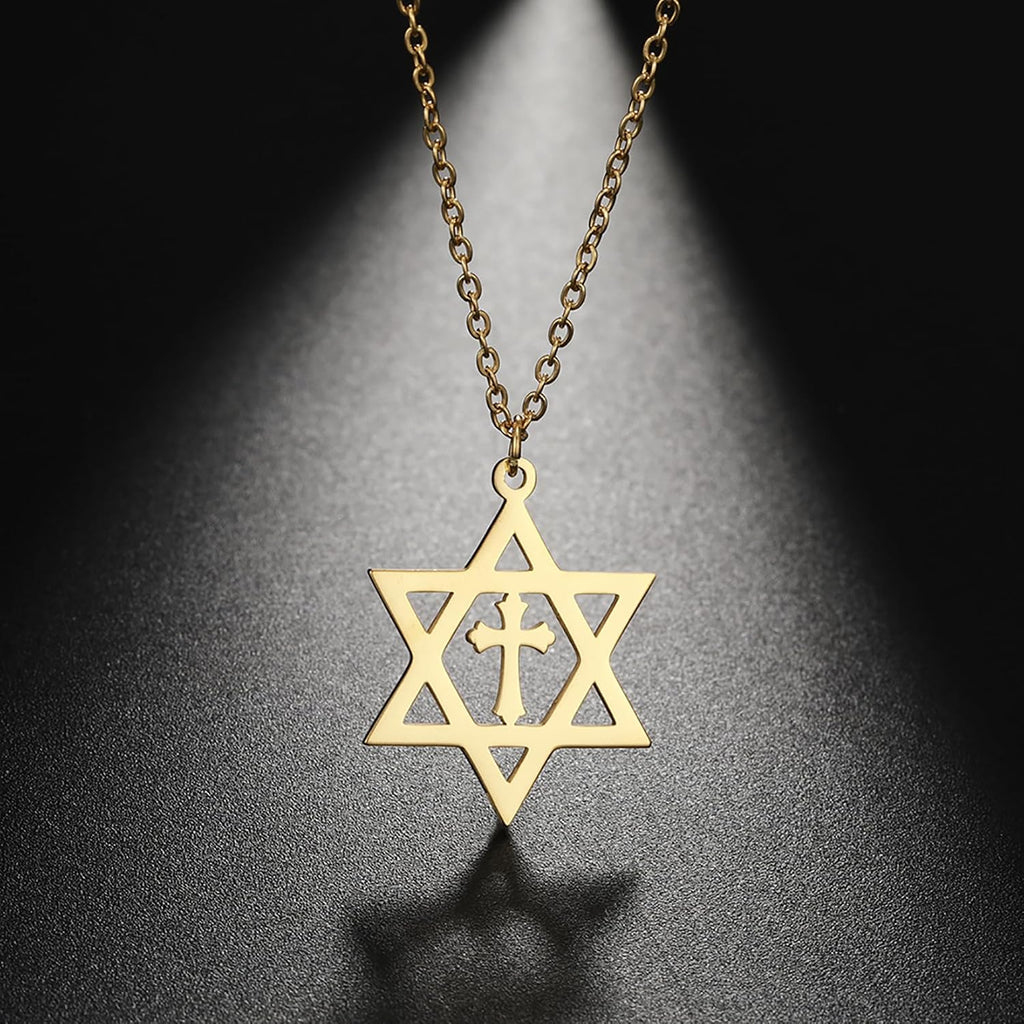 Davidsstjärna halsband för kvinnor hexagram hänge halsband amulett symbo judisk Israel religiös david smycken gåva kvinnor
