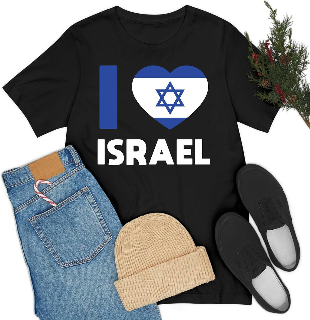 'I Love Israel' flagga hjärta judar judisk t-shirt för män kvinnor