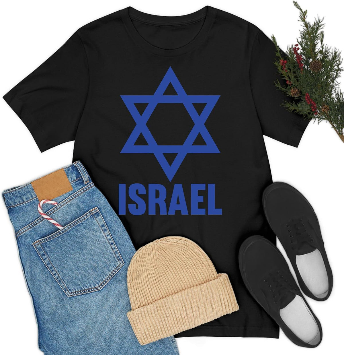 Israels flagga Davidsstjärna israelisk judisk t-shirt för män kvinnor