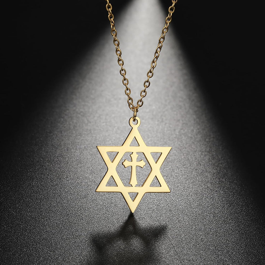 VASSAGO Halsband med davidsstjärnan, talisman, rostfritt stål, hänge, judisk sexkant, israelitiskt smycke för män