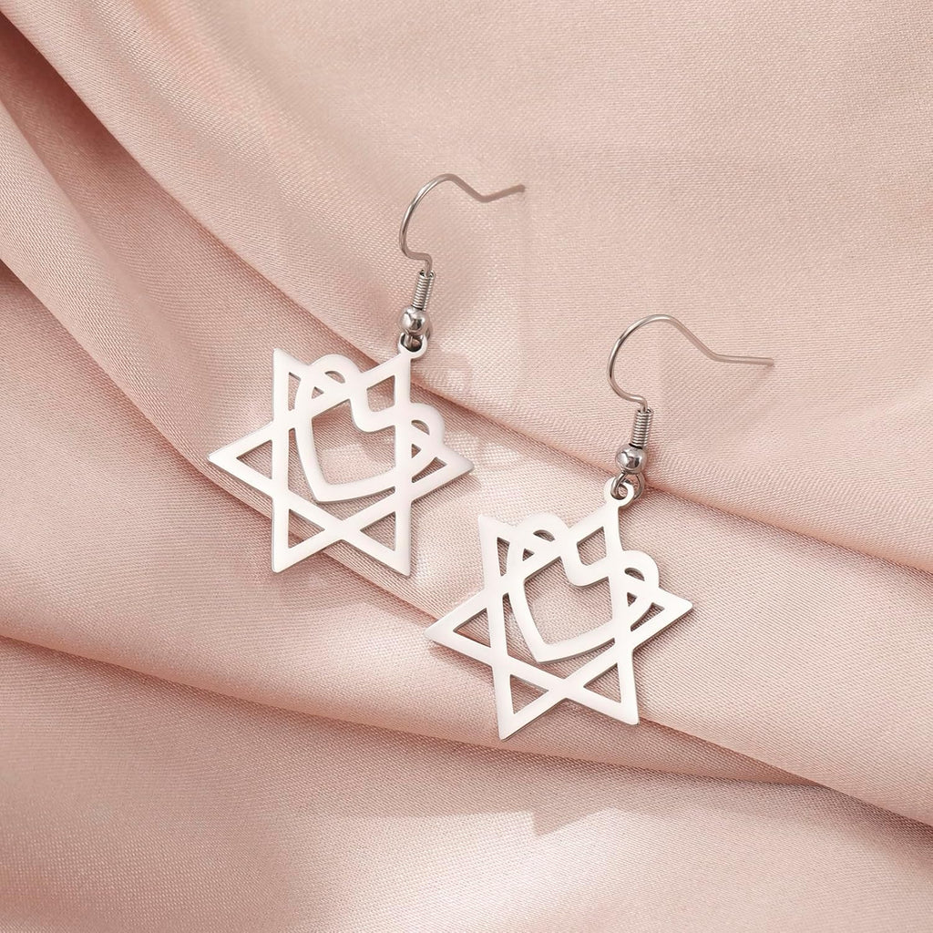 VASSAGO Davidsstjärna örhängen för kvinnor judisk stjärna med kors hängande droppörhängen rostfritt stål sexspetsiga stjärnörhängen Israel religiös judisk Hanukkah smyckesgåva