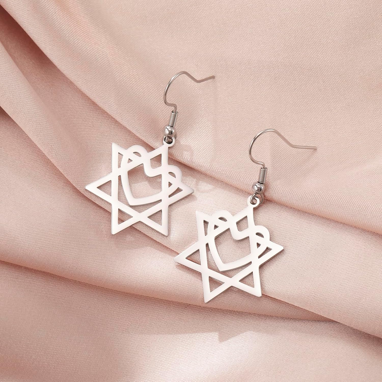 VASSAGO Davidsstjärna örhängen för kvinnor judisk stjärna med kors hängande droppörhängen rostfritt stål sexspetsiga stjärnörhängen Israel religiös judisk Hanukkah smyckesgåva
