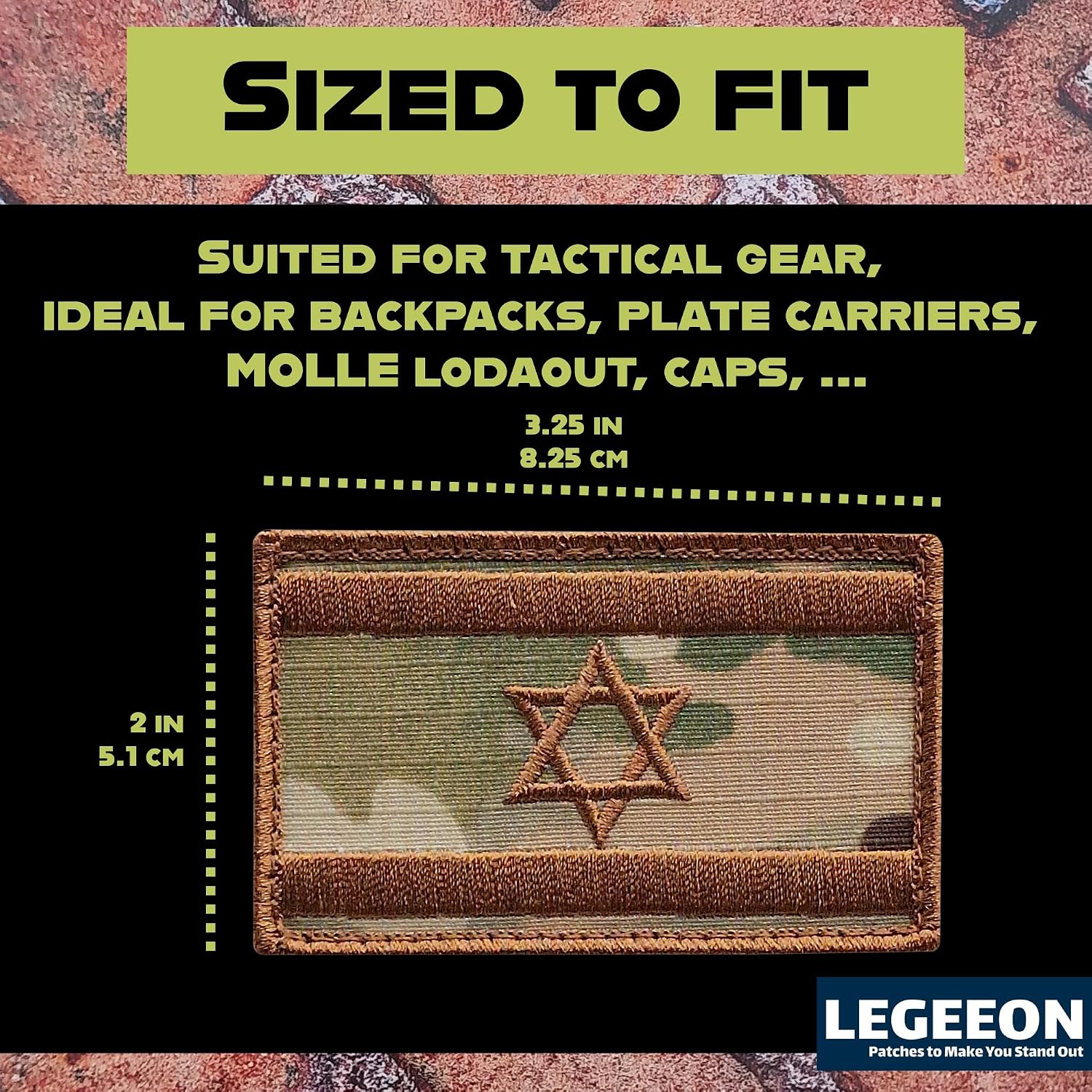 Israel flagga IDF Multicam Moral Star David Army Broderi Krokmärke