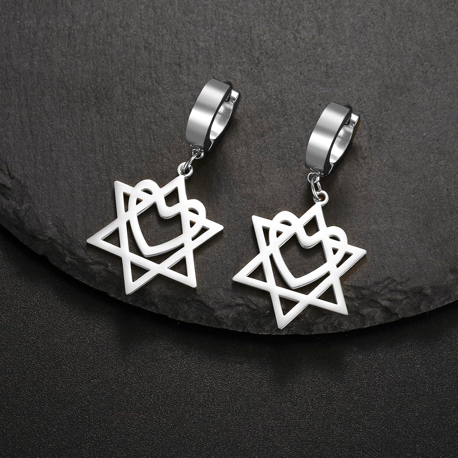 VASSAGO Davidsstjärna örhängen för kvinnor judisk stjärna med kors hängande droppörhängen rostfritt stål sexspetsiga stjärnörhängen Israel religiös judisk Hanukkah smyckesgåva