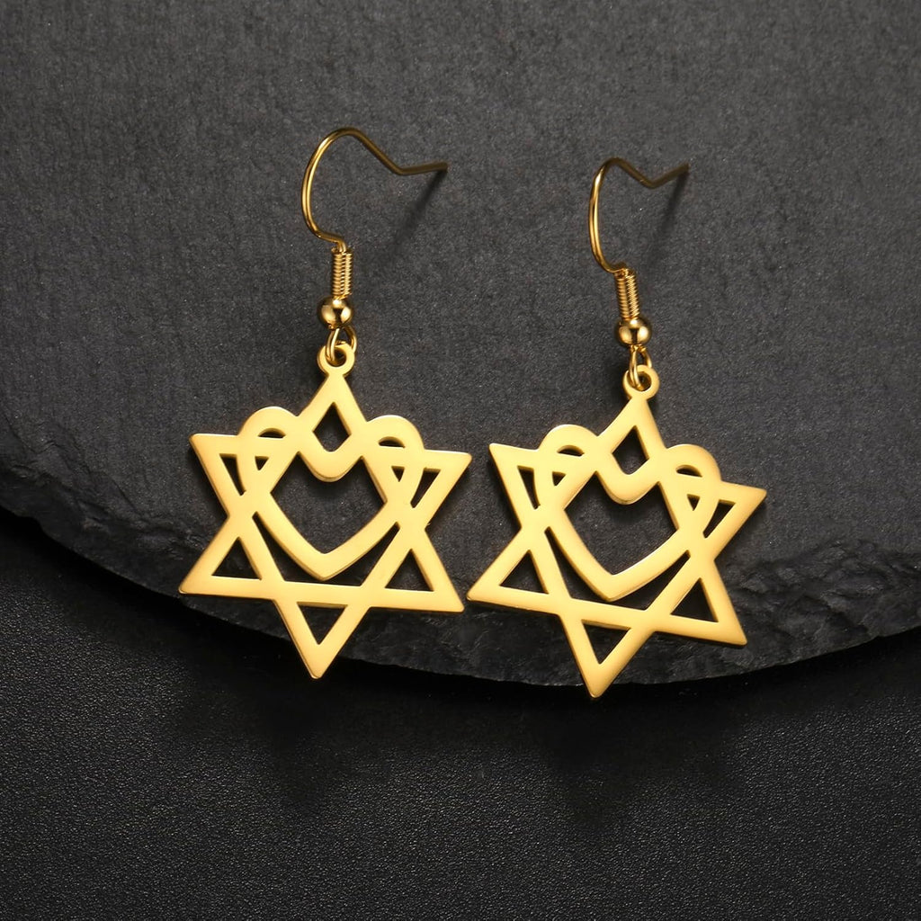 VASSAGO Davidsstjärna örhängen för kvinnor judisk stjärna med kors hängande droppörhängen rostfritt stål sexspetsiga stjärnörhängen Israel religiös judisk Hanukkah smyckesgåva