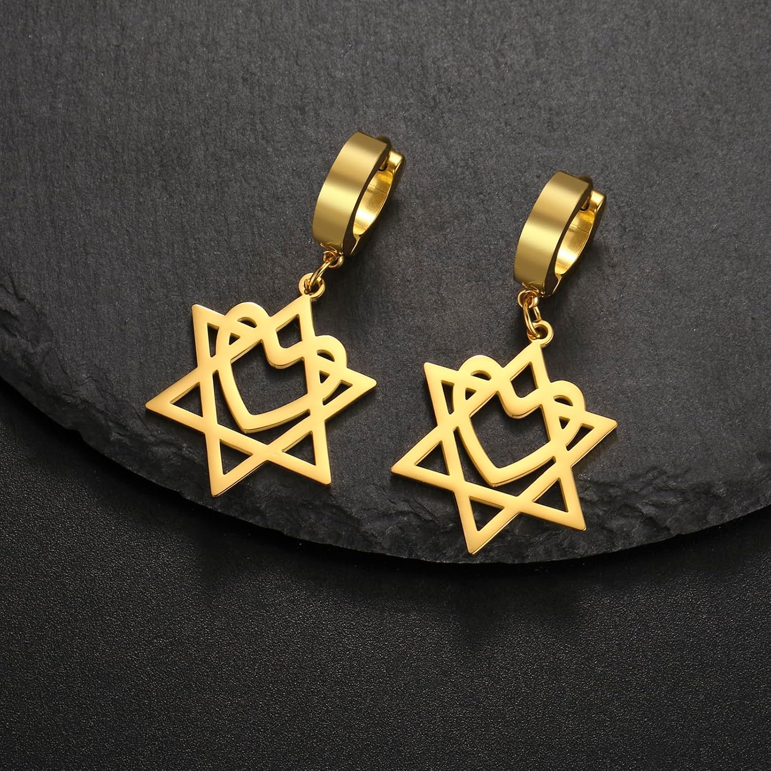 VASSAGO Davidsstjärna örhängen för kvinnor judisk stjärna med kors hängande droppörhängen rostfritt stål sexspetsiga stjärnörhängen Israel religiös judisk Hanukkah smyckesgåva