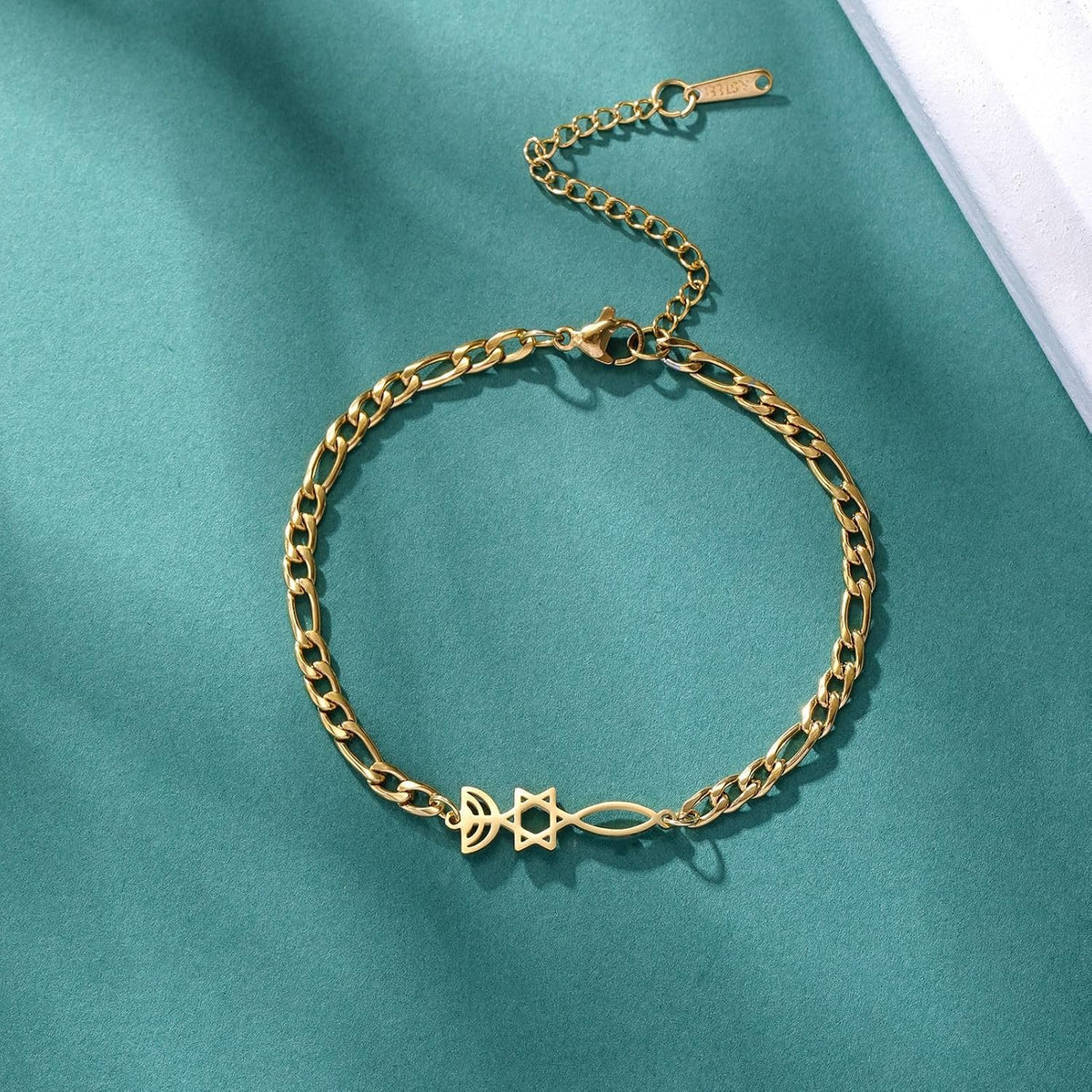 UNIFT Judisk Davidsstjärna ljusstake armband för kvinnor rostfritt stål retro israel ljusstake davidsstjärna armband Hanukkah smycken