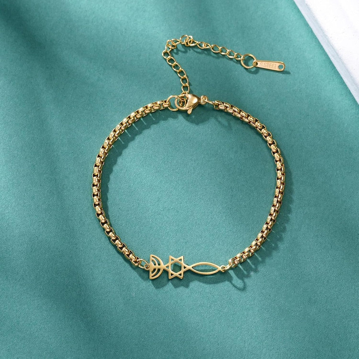 UNIFT Judisk Davidsstjärna ljusstake armband för kvinnor rostfritt stål retro israel ljusstake davidsstjärna armband Hanukkah smycken