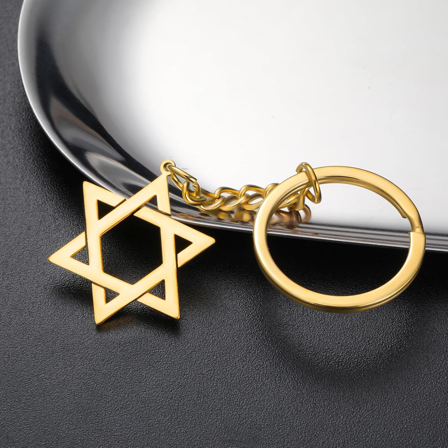 VASSAGO Davidsstjärna nyckelring för kvinnor män judisk stjärna Menorah nyckelring rostfritt stål Hanukkah nyckelring Israel religiösa smycken