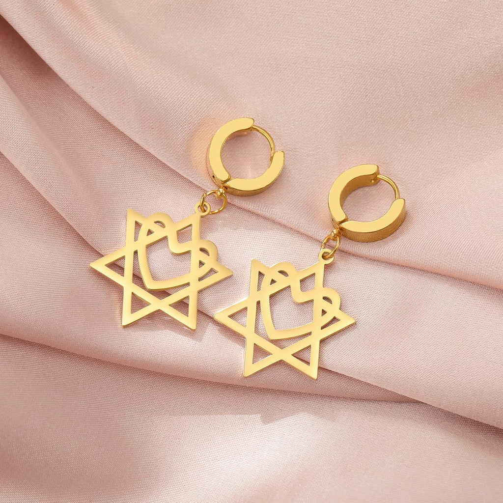 VASSAGO Davidsstjärna örhängen för kvinnor judisk stjärna med kors hängande droppörhängen rostfritt stål sexspetsiga stjärnörhängen Israel religiös judisk Hanukkah smyckesgåva