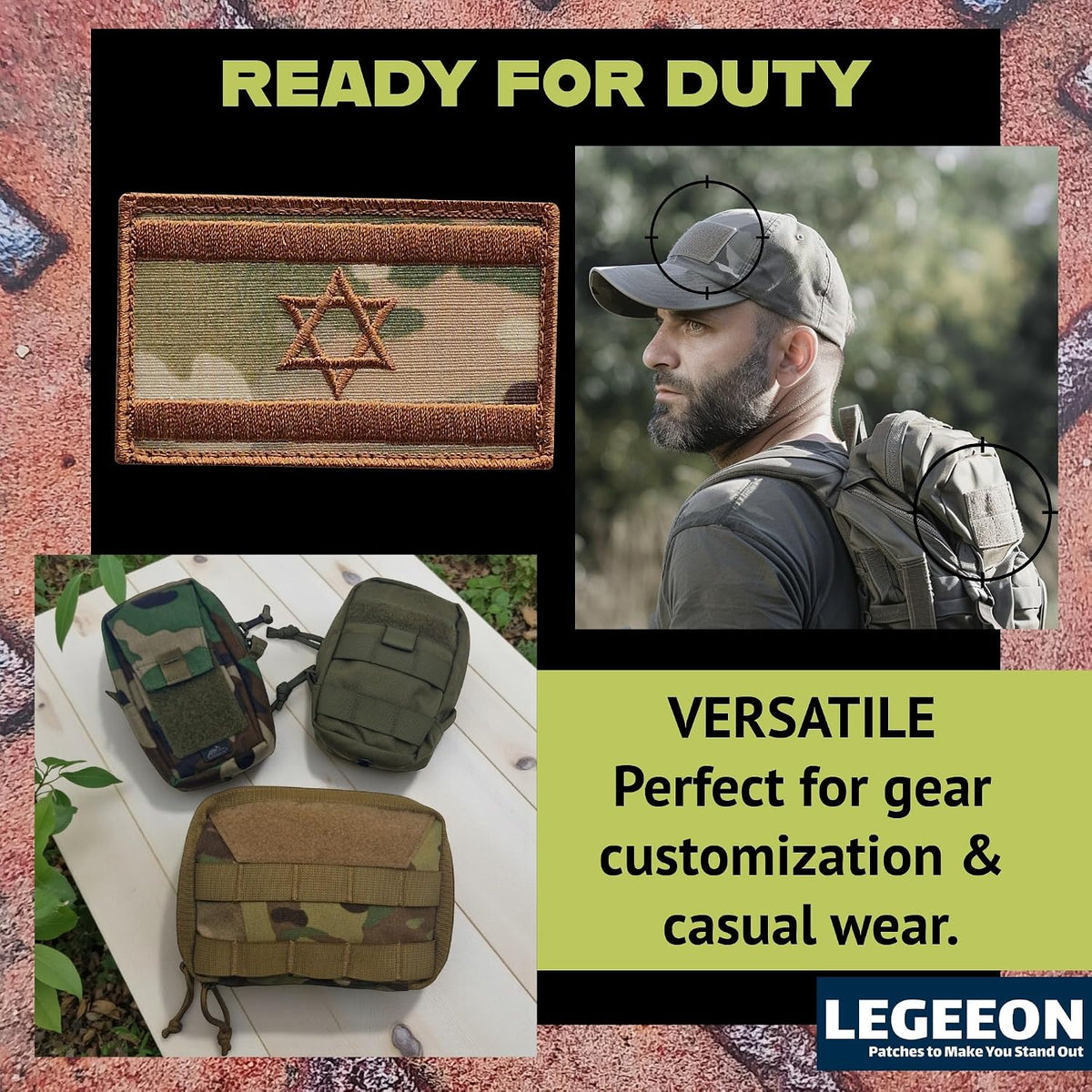 Israel flagga IDF Multicam Moral Star David Army Broderi Krokmärke