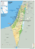 Karta över Israel, storlek A2, 59,4 x 42 cm, papperslaminerad