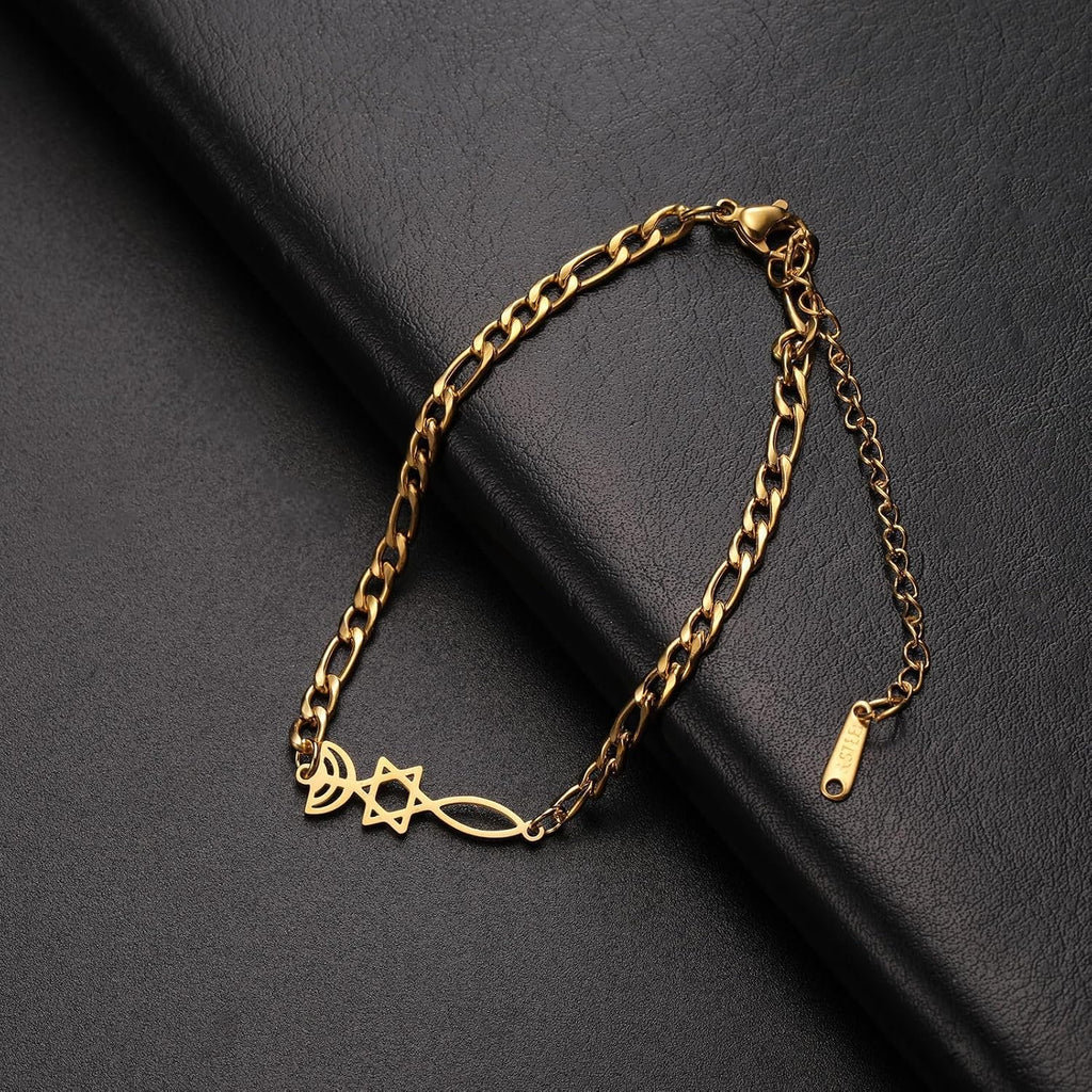 UNIFT Judisk Davidsstjärna ljusstake armband för kvinnor rostfritt stål retro israel ljusstake davidsstjärna armband Hanukkah smycken