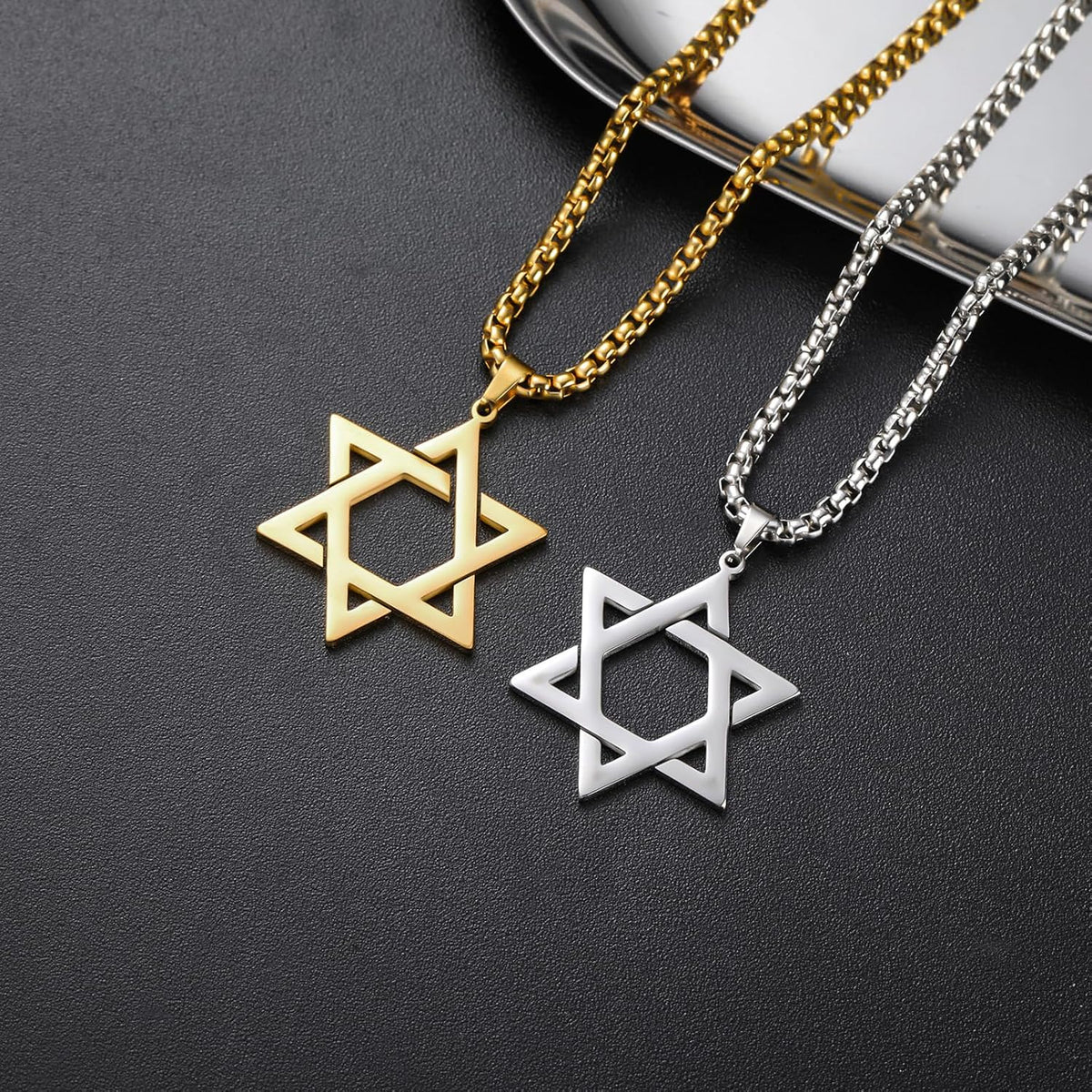 VASSAGO Halsband med davidsstjärnan, talisman, rostfritt stål, hänge, judisk sexkant, israelitiskt smycke för män