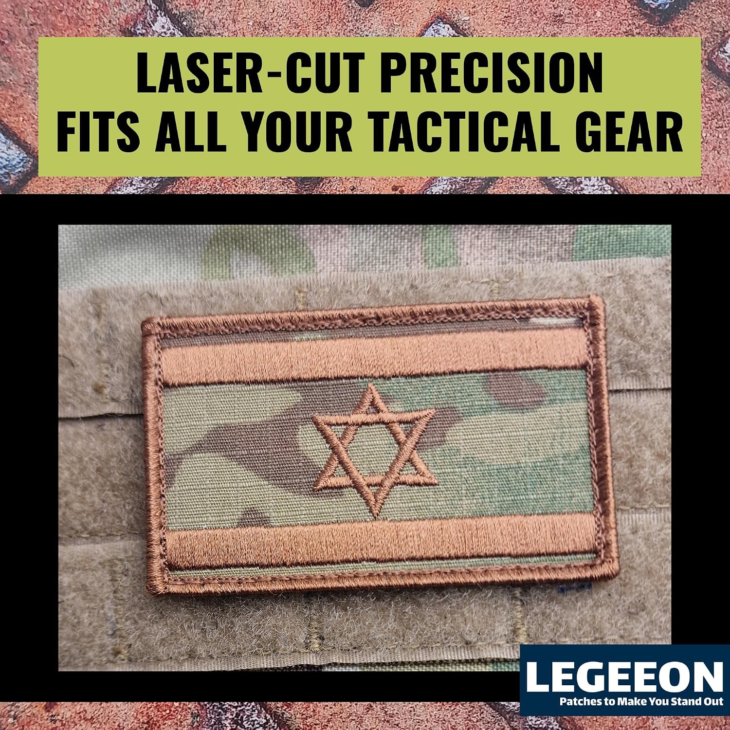 Israel flagga IDF Multicam Moral Star David Army Broderi Krokmärke